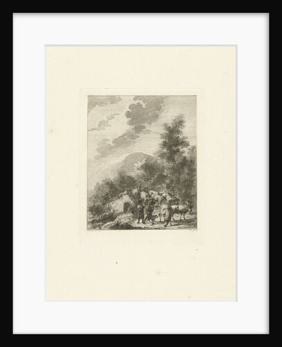 Soldiers drive a herd of cows on a bridge by Dirk Langendijk