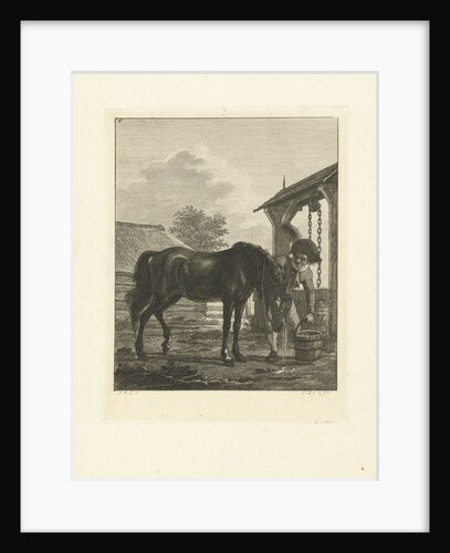 A man and a horse near a well by Jan Anthonie Langendijk Dzn
