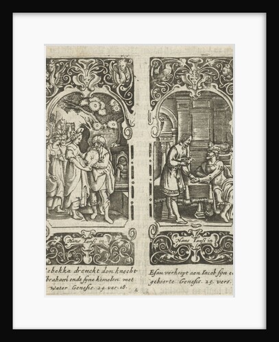 Rebecca and Eliezer at the well, Esau sells his birthright by Anonymous