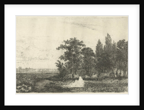 Man and woman at a stream at a forest edge by Hermanus Jan Hendrik van Rijkelijkhuysen