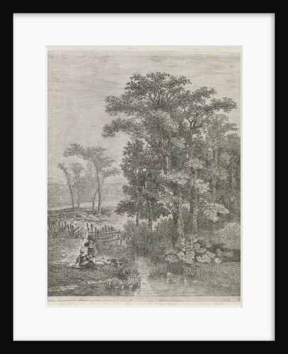 Man and woman at a trickle by Hermanus Jan Hendrik van Rijkelijkhuysen