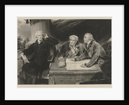 The Baring family father and two sons? at a table with merchants' books by Thomas Lawrence