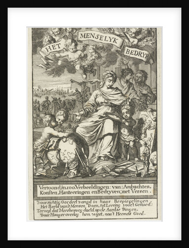 Woman teaches three children by Jan Luyken