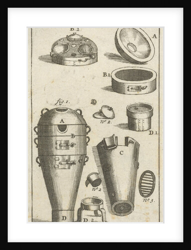 Distillation device and different parts thereof separately by Jan Claesz ten Hoorn