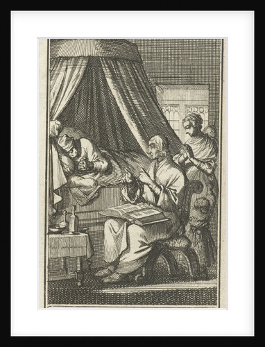 Praying figures at the bedside of a sick person by Barent Bos