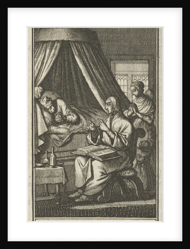 Praying figures at the bedside of a sick person by Barent Bos