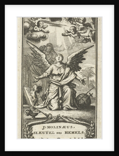 Angel praying with outstretched arms to God by Barent Bos