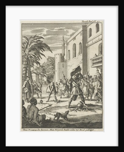 Two women are stoned by Jan Claesz ten Hoorn