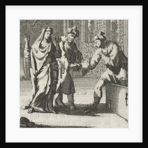 Cheated husband takes his wife's lover from a chest by Aart Wolsgrein