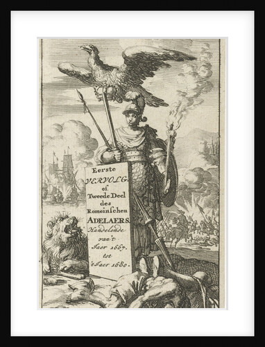 Bellona armed with sword and spear, above her an eagle flies with a crown in its clutches by Jurriaen van Poolsum