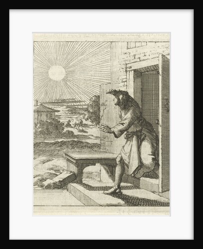 Man protects his eyes from the sun when he walks out by Pieter Arentsz II