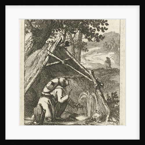 Traveler next to a well before a straw hut by Pieter Arentsz II