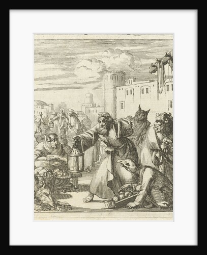 Diogenes find Satan disguised as merchant by Pieter Arentsz II