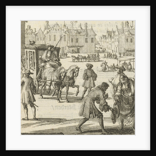 The city life that the writer Willem Sluiter had left: big square with carriage and different people by Gerbrandt Schagen