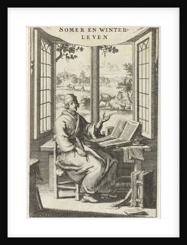 The writer Willem Sluiter at his desk with an open window by Anonymous