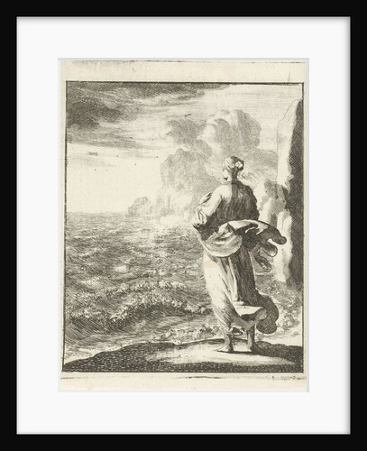 Woman watching from the shore out to sea by Pieter Arentsz II