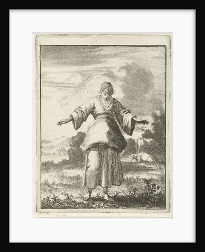 Female looking at the grass under her feet by Pieter Arentsz II