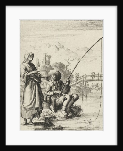 Woman in conversation with an angler by Pieter Arentsz II