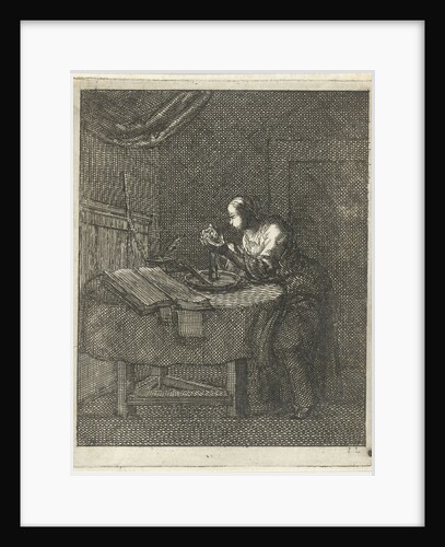 Woman blowing at a candle by Pieter Arentsz II