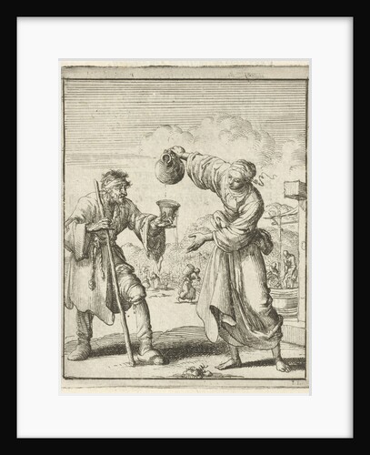 Woman gives a beggar wine by Pieter Arentsz II