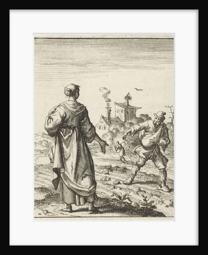 Female beholds a farmer sowing by Pieter Arentsz II