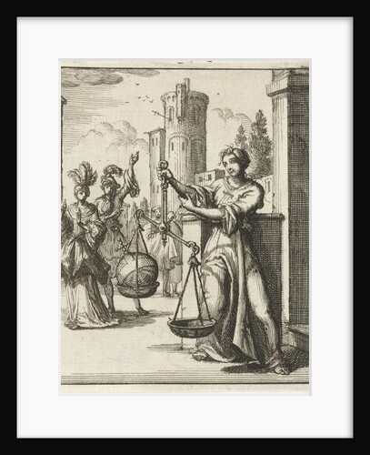Women contemplating an orb, globus cruciger is an orb topped with a cross by Anonymous