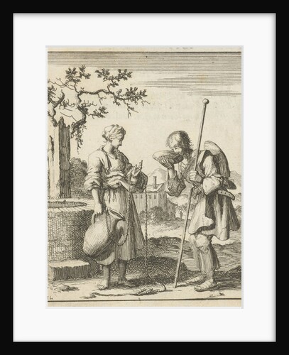 Wife gives a pilgrim water from a jug by Pieter Arentsz II