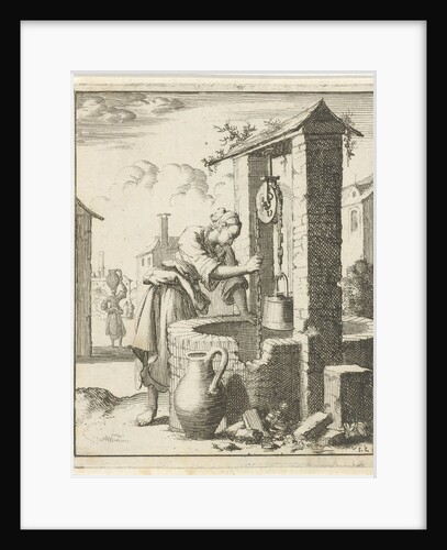 Wife gets a bucket of water from a well by Pieter Arentsz II