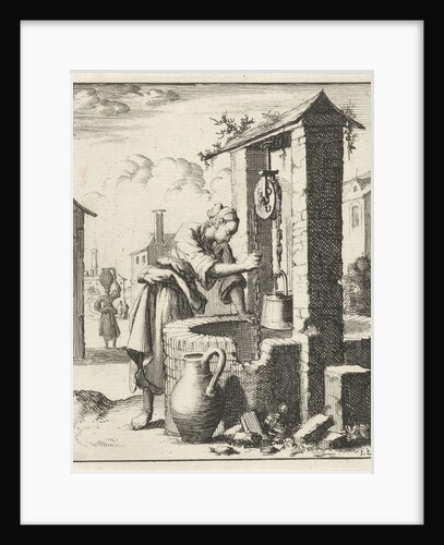 Wife gets a bucket of water from a well by Pieter Arentsz II