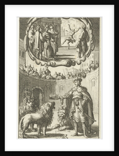 Cambyses kills the son of Prexaspis / Iron Henry, Duke of Holstein, between the lions by Johannes Boekholt