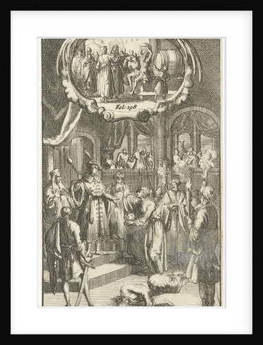 Nicephorus, Emperor of the Greeks, conquered by the Wallachen and beheaded / Diogenes showers in winter with cold water by Johannes Boekholt