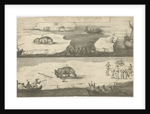 Hunting a polar bear, polar bear attacks a man by Jan Luyken