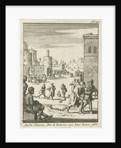 Slaves walk with chains on their ankles by Jan Claesz ten Hoorn