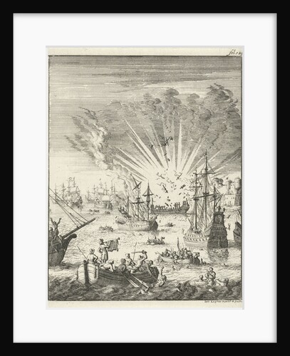 Sea Battle between Dutch and Spanish ships off the coast of Goa India by Jan Luyken