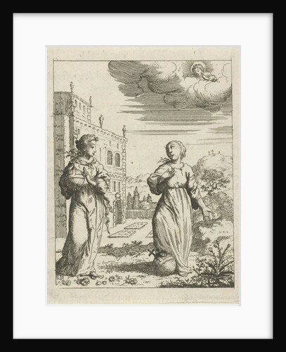 Lady World and the personified soul tramples an orb by Pieter Arentsz II