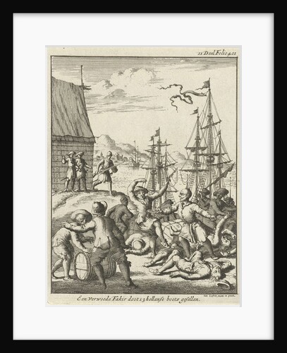 Fakir attacks with a knife a group of sailors by Joannes van Someren
