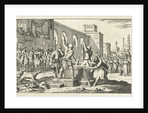 Convicted pounded by four executioners by Jan Luyken