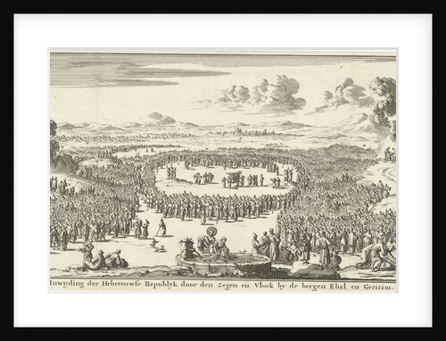 Israelites bring burnt offerings and sacrifices on Mount Ebal and Gerizim by Willem Goeree