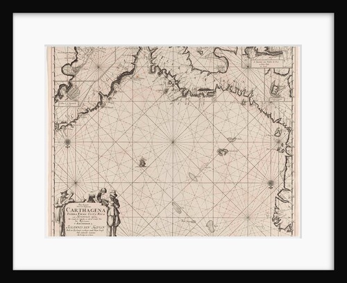 Sea chart of the coasts of Colombia, Panama, Costa Rica and Honduras, with an inset map of Cartagena by Johannes van Keulen I