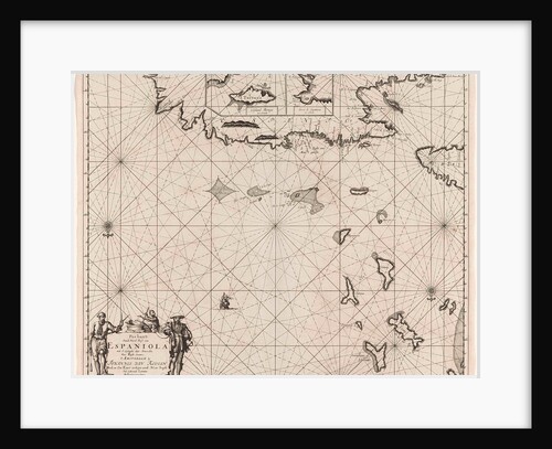 Sea chart of the north coast of Hispaniola, with two insert cards by Johannes van Keulen I