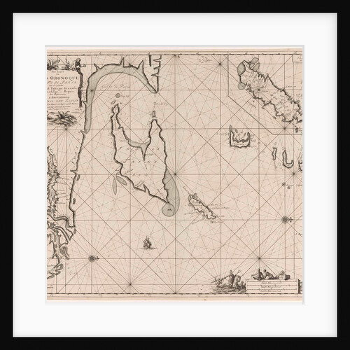 Sea chart of the Gulf of Paria to the mouth of the Orinoco river, Orinoquia, Venezuela by Johannes van Keulen I