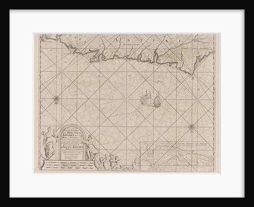 Sea chart of a portion of the Bay of Biscay in Bilbao by Johannes van Keulen II