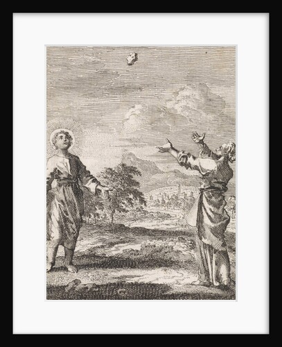 Christ and the personified soul behold a falling stone by Jan Luyken