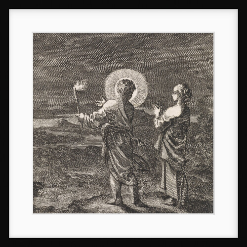 Christ illuminates the darkness with a torch for the personified soul by Jan Luyken