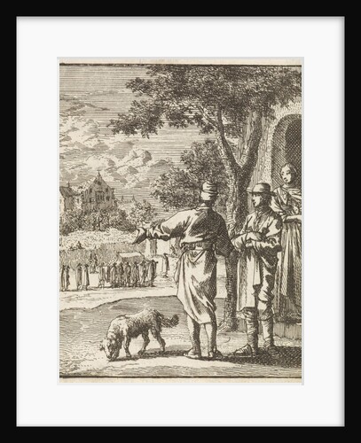 Two men witness a funeral passing by Cornelis van der Sys