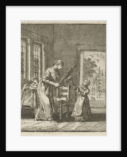 Mother threatens to punish her child with rod blows by Cornelis van der Sys