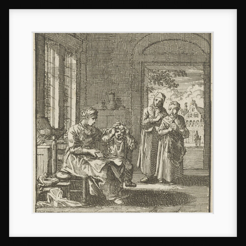 Mother combing the hair of her child by Cornelis van der Sys