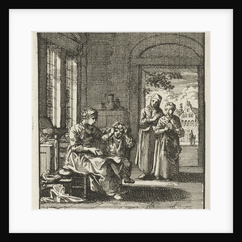 Mother combing the hair of her child by Jan Luyken