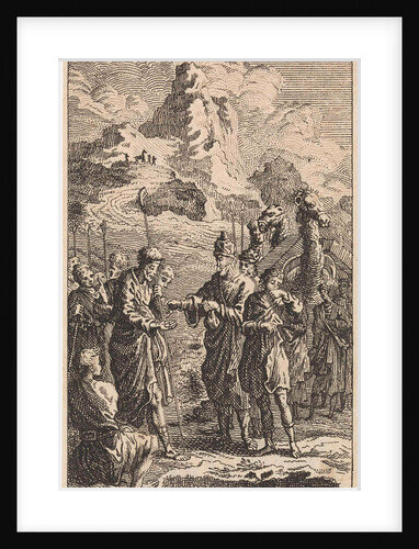 Joseph is sold by his brothers to merchants in the pit by Jan Luyken