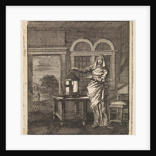 Woman puts a lantern on a table by Pieter Arentsz & Cornelis van der Sys II